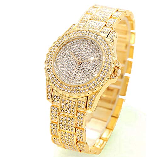 ARMRA Diamond Watch Iced Out Bling Rhinestone Gold Plated Silver Watch Stainless Steel Quartz Wrist Watches for Women Ladies Hip hop Men - Image 1