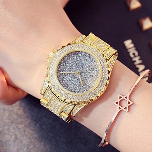 ARMRA Diamond Watch Iced Out Bling Rhinestone Gold Plated Silver Watch Stainless Steel Quartz Wrist Watches for Women Ladies Hip hop Men - Image 3