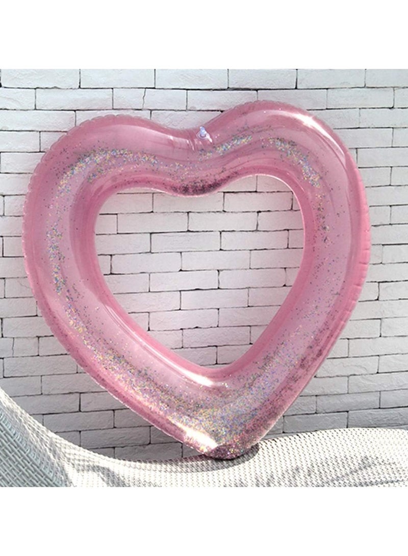 Goolsky Heart Shape Swimming Ring With Sequin, Adult Thickened Swimming Ring Floating Bed, 90cm - Image 5