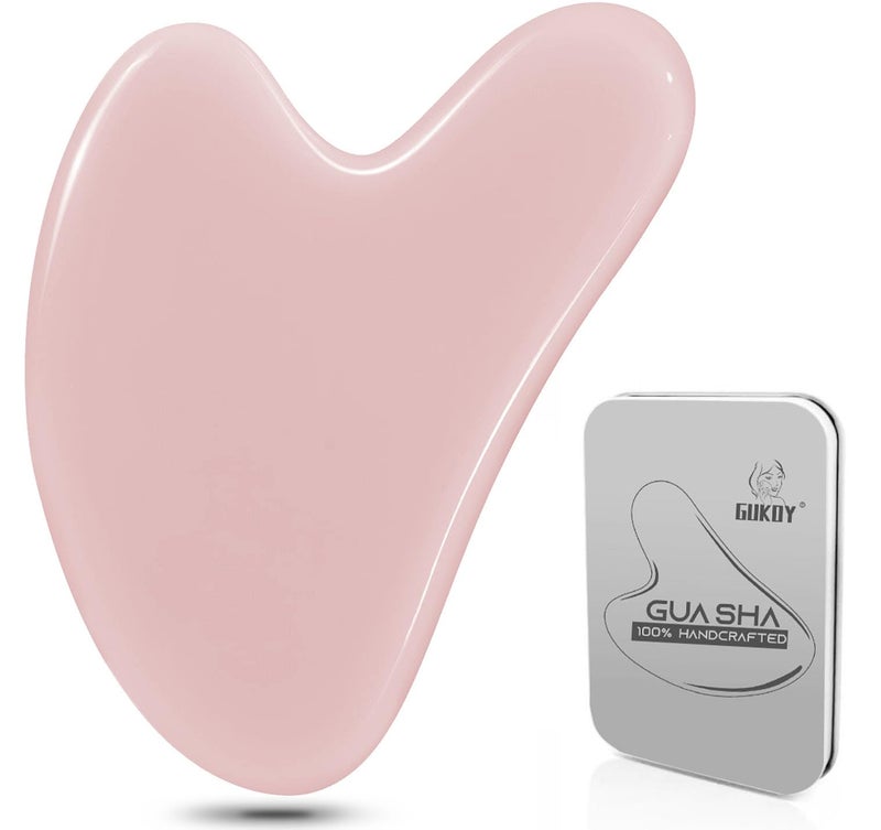 GUKOY Gua Sha Facial Tools GuaSha Massage Tool Guasha Board for SPA Acupuncture Therapy Trigger Point Treatment Gua Sha Scraping Massage Tool Pink - Image 3
