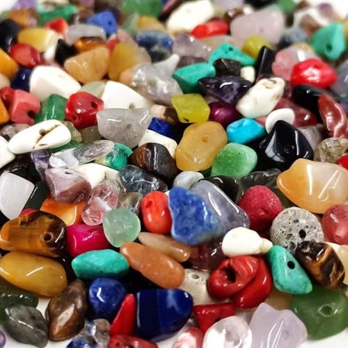 OuMuaMua 500pcs Natural Chip Stone Beads Multicolor 5mm to 8mm Irregular Gemstone Healing Crystal Loose Rocks Bead Hole Drilled DIY for Bracelet Necklace Earrings Jewelry Christmas Making Craft - Image 1