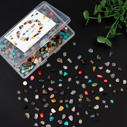 OuMuaMua 500pcs Natural Chip Stone Beads Multicolor 5mm to 8mm Irregular Gemstone Healing Crystal Loose Rocks Bead Hole Drilled DIY for Bracelet Necklace Earrings Jewelry Christmas Making Craft - Image 5