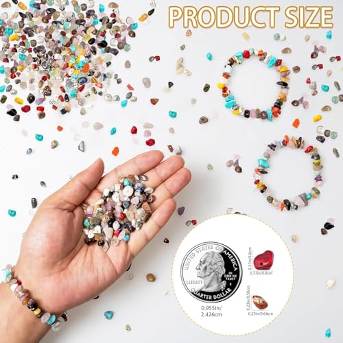 OuMuaMua 500pcs Natural Chip Stone Beads Multicolor 5mm to 8mm Irregular Gemstone Healing Crystal Loose Rocks Bead Hole Drilled DIY for Bracelet Necklace Earrings Jewelry Christmas Making Craft - Image 4