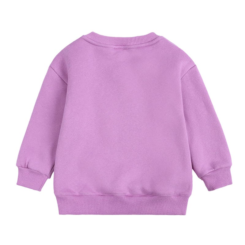 YAGATA Toddler Sweatshirt Baby Boys Girls Long Sleeve Shirts Kids Cotton Solid Fall Winter Pullover Tee Tops Blouse 6-7 Years Purple 130 - Image 2