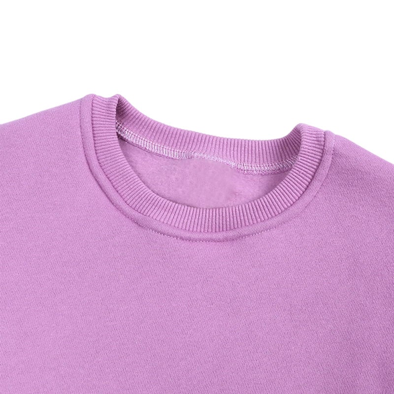 YAGATA Toddler Sweatshirt Baby Boys Girls Long Sleeve Shirts Kids Cotton Solid Fall Winter Pullover Tee Tops Blouse 6-7 Years Purple 130 - Image 3