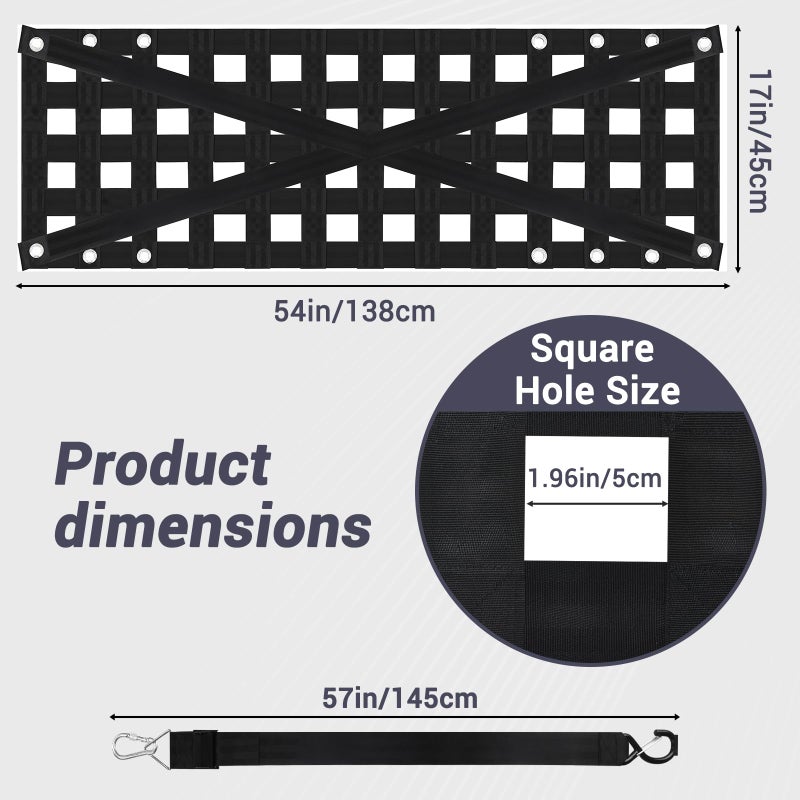 GADFISH Tailgate Net with Adjustable Buckle Straps, 54"x17.7" Tailgate Cargo Net for Truck Bed, Perfect for Jeep, Pickup, Truck, Chevrolet, Ford (Black) - Image 2