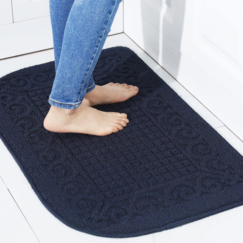 COSY HOMEER COSY HOMEER 27X18 Inch Anti Fatigue Kitchen Rug Mats are Made of 100 Polypropylene Half Round Rug Cushion Specialized in Anti Slippery and Machine Washable Navy 1pc