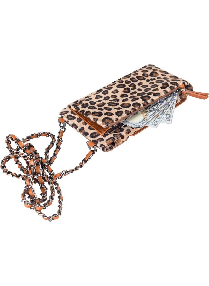 Avjin 6.9 Inch Compatible Leather Case with Wallet Strap Leo1 Leopard