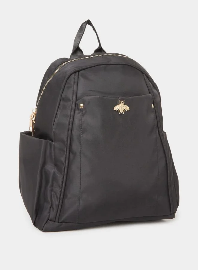 ستايلي Black Metal Patch Detail Backpack