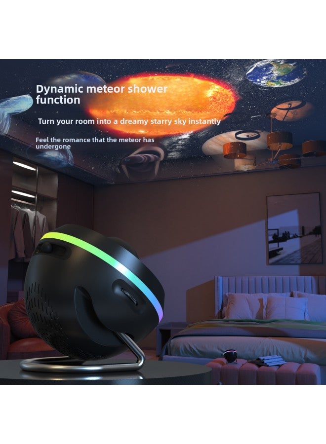 Star Light High Definition Galaxy Projection Lamp 13 Film Pattern Dynamic Meteor Focusing Lamp Bedroom Star Top-Power Supply:Ordinary Style-Light Color:White