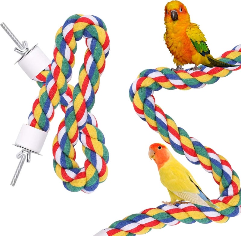 Eophmi Parrot Rope,1 PCS Bird Perches Cage Rope,Parrot Perch Bird Toys Parrot Swing Chewing Standing Hanging Perch,Parrot Cotton Rope Climbing Rope Bird Playground Rope Perches,for Budgie Bath(31.5 Inches) - Image 1