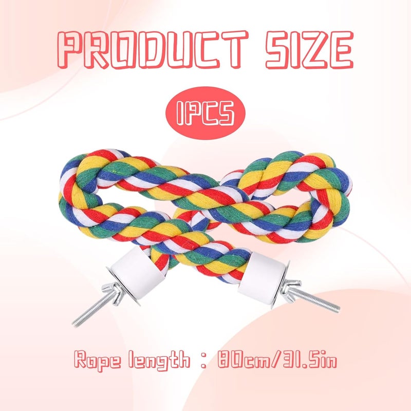 Eophmi Parrot Rope,1 PCS Bird Perches Cage Rope,Parrot Perch Bird Toys Parrot Swing Chewing Standing Hanging Perch,Parrot Cotton Rope Climbing Rope Bird Playground Rope Perches,for Budgie Bath(31.5 Inches) - Image 2
