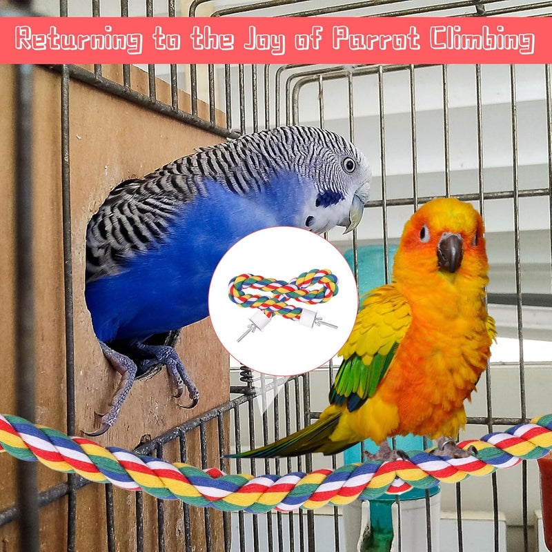 Eophmi Parrot Rope,1 PCS Bird Perches Cage Rope,Parrot Perch Bird Toys Parrot Swing Chewing Standing Hanging Perch,Parrot Cotton Rope Climbing Rope Bird Playground Rope Perches,for Budgie Bath(31.5 Inches) - Image 5