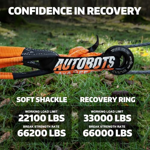 AUTOBOTS Soft Shackle (2PK) 3/4in X 24in Soft Shackle Recovery Kit 66200lbs Max Break Strength + 1 Snatch Recovery Ring Tow Shackles for UTV,ATV,Trucks,Off-Road Vehicles - Image 2
