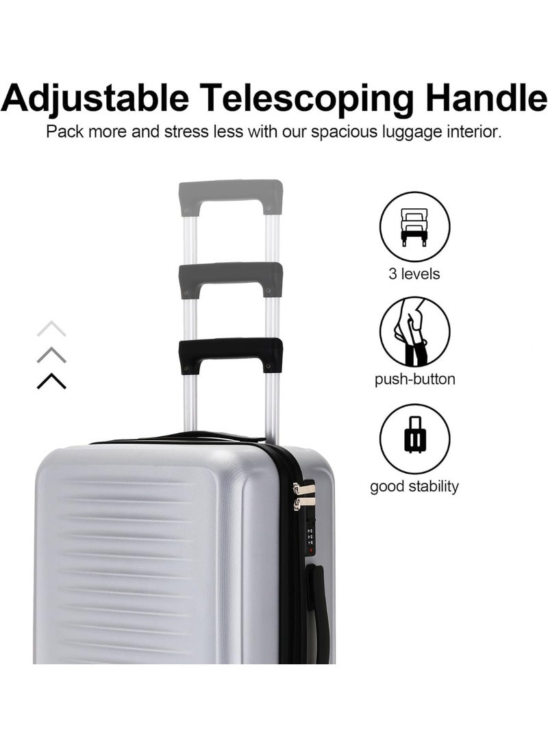 Favarey Premium Luggage Sets, 3PCS Carry-on Luggage 20/24/28 Inch,  ABS+PC Hard Shell Travel Luggage Suitcase with Spinner Wheels, Carry on Luggage Set with TSA Lock (Silver) - Image 2