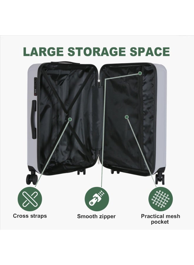 Favarey Premium Luggage Sets, 3PCS Carry-on Luggage 20/24/28 Inch,  ABS+PC Hard Shell Travel Luggage Suitcase with Spinner Wheels, Carry on Luggage Set with TSA Lock (Silver) - Image 4