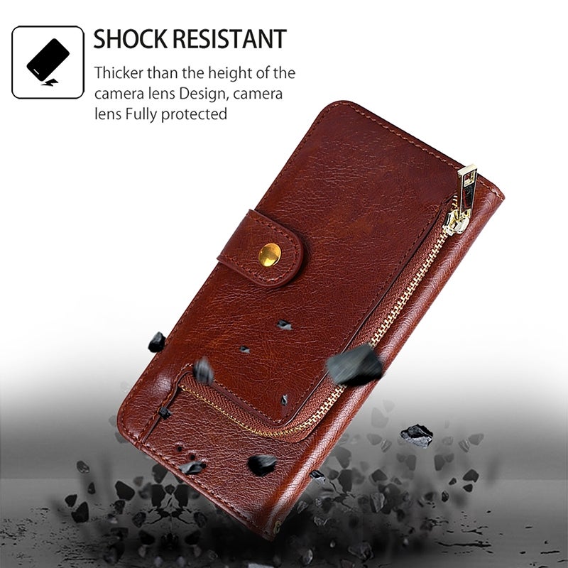 HuHa Case Cover For vivo Y38 5G / T3x Global Zipper Bag Leather Phone Case(Brown) - Image 4