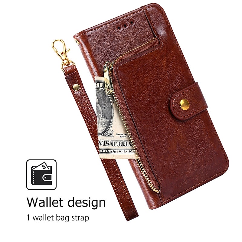 HuHa Case Cover For vivo Y38 5G / T3x Global Zipper Bag Leather Phone Case(Brown) - Image 5