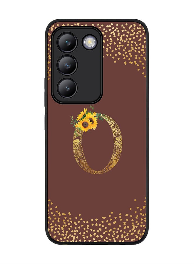 Stylizedd Rugged Black edge case for Vivo V30 Lite 5G, Flexible Cover -  Custom Monogram Initial Letter Mandala Floral Pattern Alphabet - O  (Brown ) - Image 1