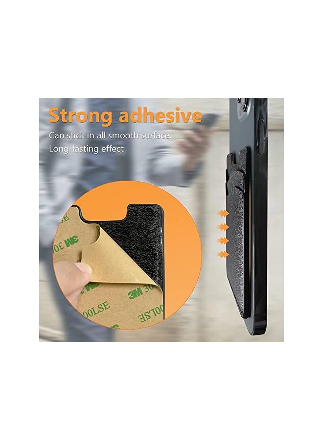 Green Tiger 2-Pack Black Leather Phone Card Holder, Stick-On Wallet for Back of Phone with Secure Adhesive, Credit Card and ID Holder Compatible with iPhone, Samsung and Most Smartphone Models - Image 4