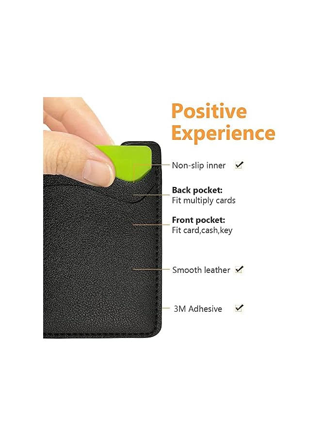 Green Tiger 2-Pack Black Leather Phone Card Holder, Stick-On Wallet for Back of Phone with Secure Adhesive, Credit Card and ID Holder Compatible with iPhone, Samsung and Most Smartphone Models - Image 2