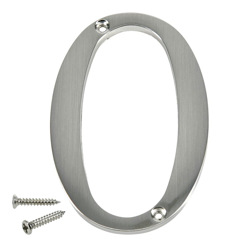 Hillman Distinctions by Hillman 843320 4-Inch Brushed Nickel Flush-Mount House Number 0 - Image 2