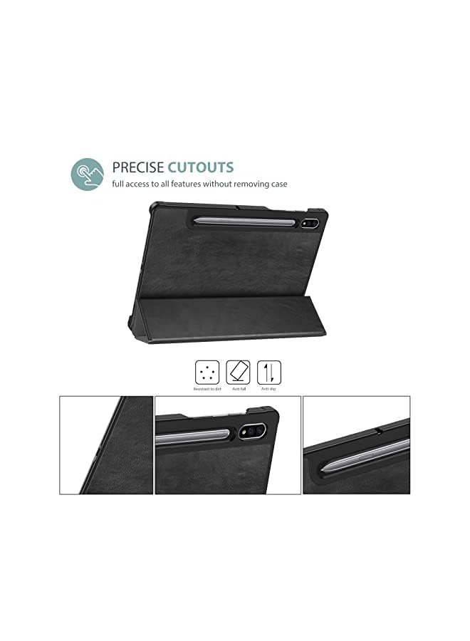 Procases Galaxy Tab S8 / Tab S7 11 Inch Case, Tri-Fold Slim Case Folio Smart Cover For 11" Galaxy Tab S8 2022 / Galaxy Tab S7 2020 Sm-X700 X706 T870 T875 T878 -Black - Image 3