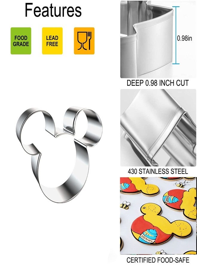 Q-BAKER 8 Pieces Mickey Mouse Cookie Cutters,Stainless Steel Cutters Mickey Minnie Mouse Shaped Biscuit Molds for Themed Birthday Baby Shower Holiday Parties - Image 2