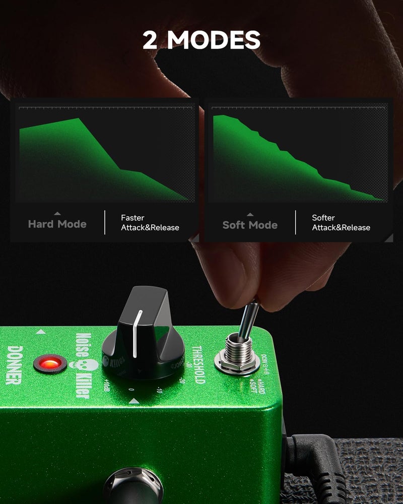 Donner Noise Gate Pedal, Noise Killer Guitar Pedal Noise Suppressor Effect 2 Modes for Electric Guitar and Bass True Bypass - Image 4