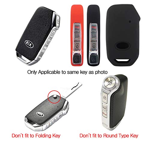 LIGHTKOREA Fob Remote Smart Key Case Protector Silicone Cover Compatible with Kia Sportage Cerato Forte Sports GT Sorento Soul Niro Seltos Telluride (Black) - Image 2