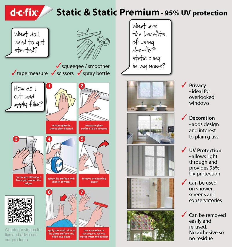 d-c-fix 334-0021 Premium Privacy Glass Reusable Static Cling Window Film, Blossom, 17" x 59" Roll - Image 2