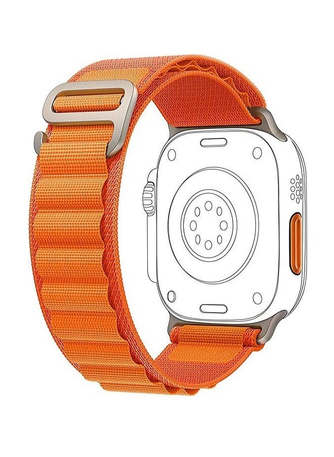 Generic Alpine Loop strap for Apple watch band Ultra 49mm nylon bracelet Sport Strap with Metal Steel G‑Hook For iWatch series 7 6 5 4 8 Se Orange  - Image 1