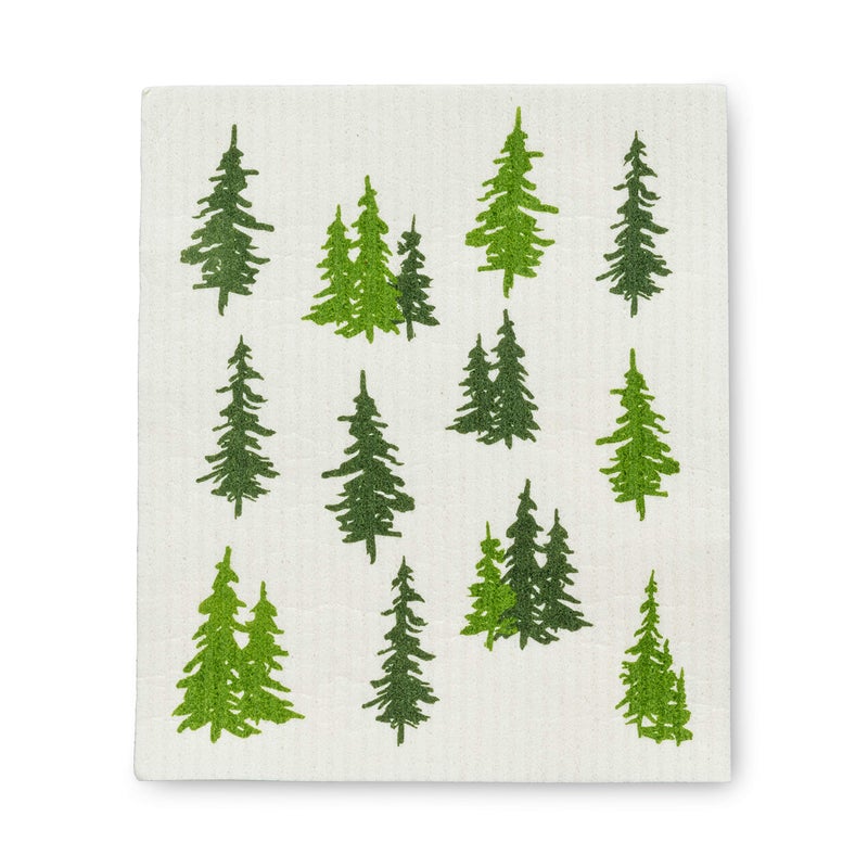 Abbott Collection 84-ASD-TREE Evergreen Forest Dish Cloths. Set of 2  Small  Ivory/green  2 Count - Image 3