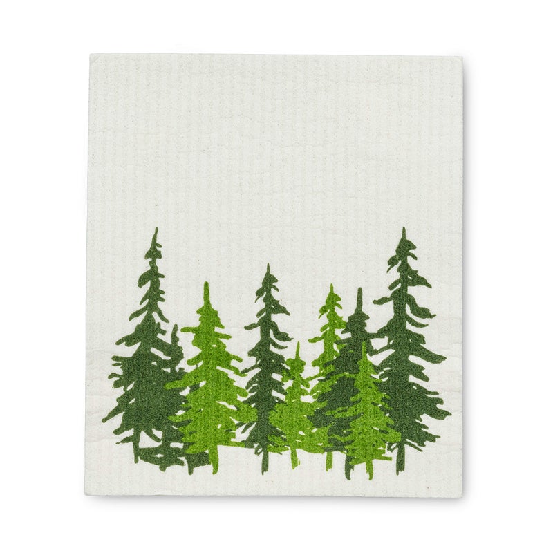 Abbott Collection 84-ASD-TREE Evergreen Forest Dish Cloths. Set of 2  Small  Ivory/green  2 Count - Image 2