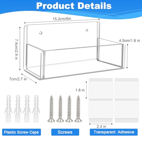 Douildhaiy Acrylic Spice Rack Wall Mount-6 Inch, Clear Spice Shelf Storage Holder, 2 Pack Hanging Seasoning Rack Organizer for Cabinet Door, Cupboard or Wall Kitchen (Adhesive or Screw) - Image 3