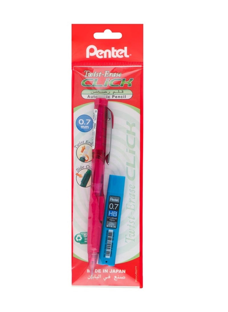 Pentel قلم رصاص ميكانيكي Twist-Erase Click برأس 0.7 مم مع مجموعة من الرصاص  - Image 1