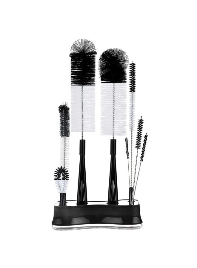 ALINK 8 Pack Black Bottle Brush Cleaning Set with Storage Holder, Bottle Cleaner for Long Narrow Neck Bottles, Stanley, S'Well Water Bottles, Baby Bottles, Tumblers, Carafe, Jugs, Straws - Image 1