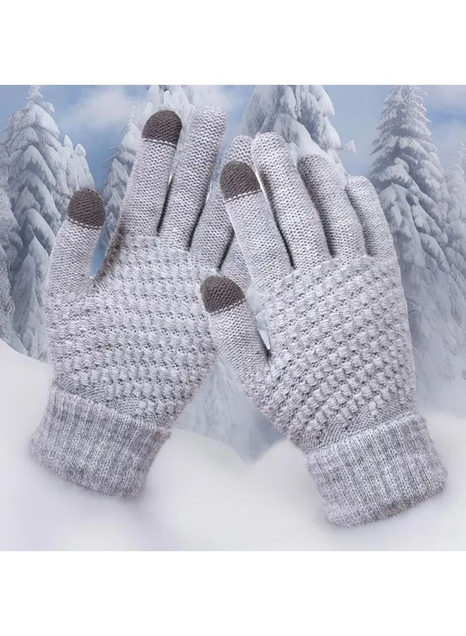 White Winter Thermal Gloves Windproof Insulated For Ski Cycling Driving Outdoor - Image 3