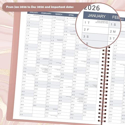 Poluma 2026 Appointment Book/Planner - Weekly Appointment Book 2026, January 2026 - December 2026, 8.26"x 11.4", Daily/Hourly Planner with Tabs, 15 Minutes, Wirebound - Pink - Image 3