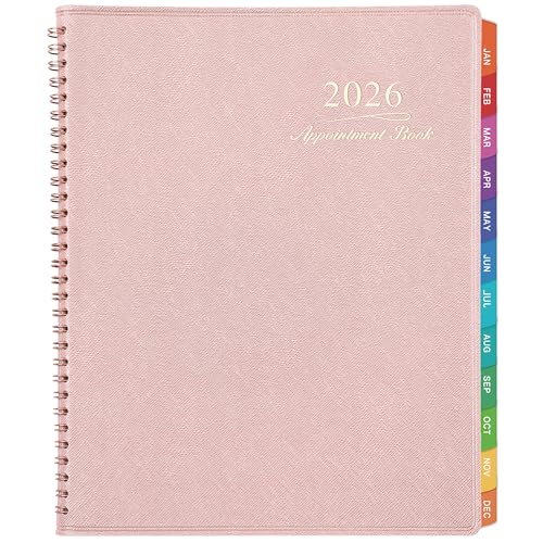 Poluma 2026 Appointment Book/Planner - Weekly Appointment Book 2026, January 2026 - December 2026, 8.26"x 11.4", Daily/Hourly Planner with Tabs, 15 Minutes, Wirebound - Pink - Image 1
