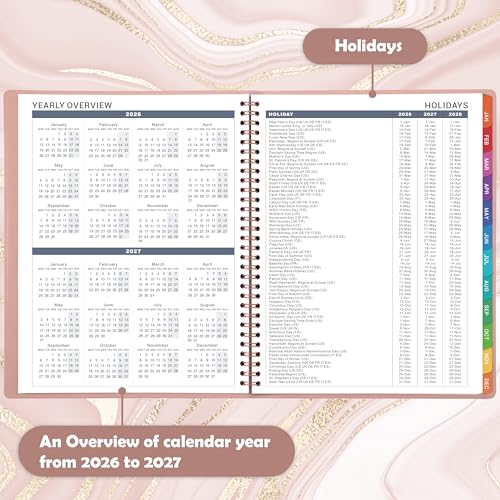 Poluma 2026 Appointment Book/Planner - Weekly Appointment Book 2026, January 2026 - December 2026, 8.26"x 11.4", Daily/Hourly Planner with Tabs, 15 Minutes, Wirebound - Pink - Image 2