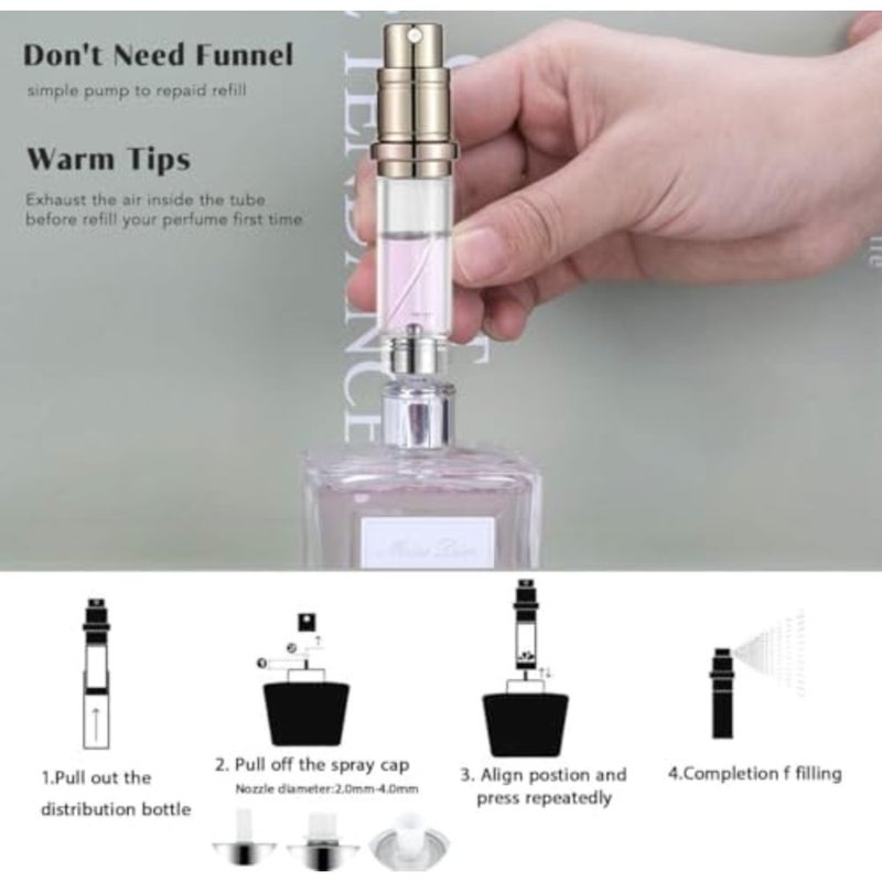 Perfume Refill Bottle, Perfume Bottle 5ml 0.17Oz Travel Perfume Atomizer Refillable for Men and Women Empty Spray Bottle - Image 4