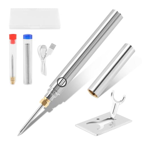 Loyanger USB Rechargeable Portable Soldering Iron Kit, 1100mah 5V 15W Rapid Heat 788°F Cordless Soldering Iron Pen Kit Charging Welding Tool for Jewelry, Electronic, Household, DIY(COLOR:silver) - Image 1