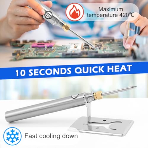 Loyanger USB Rechargeable Portable Soldering Iron Kit, 1100mah 5V 15W Rapid Heat 788°F Cordless Soldering Iron Pen Kit Charging Welding Tool for Jewelry, Electronic, Household, DIY(COLOR:silver) - Image 4