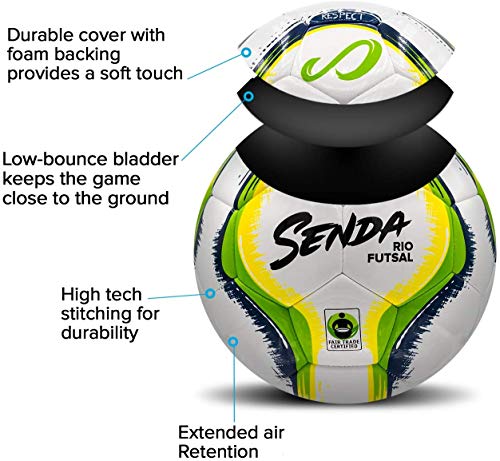 SENDA Rio Match Futsal Ball, Fair Trade Certified, Blue/Black, Size 4 (Ages 13 & Up) - Image 4