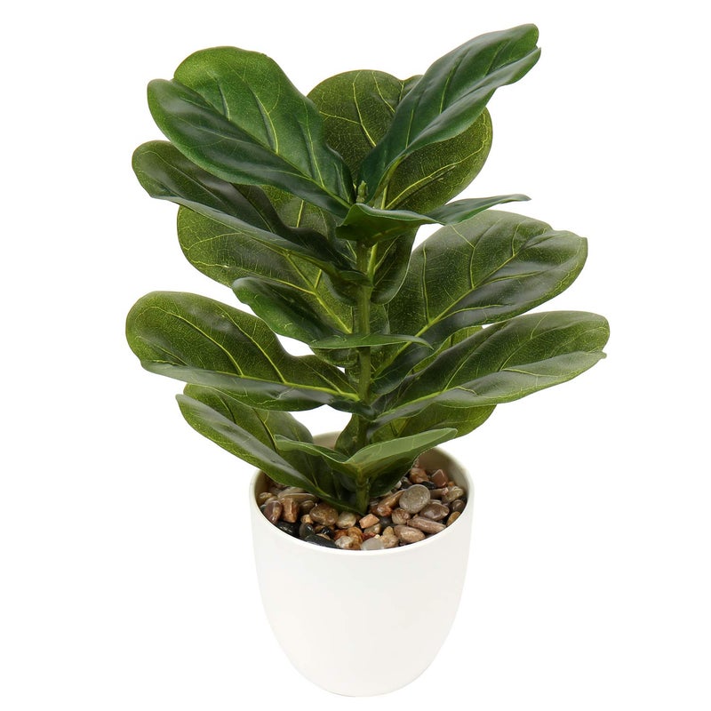 Briful 18 Inch Artificial Plants Realistic Fake Fiddle Leaf Fig Plant Faux Ficus Lyrata Plant Potted Fake Plant in White Pot for Living Room Home Indoor Decor - Image 1