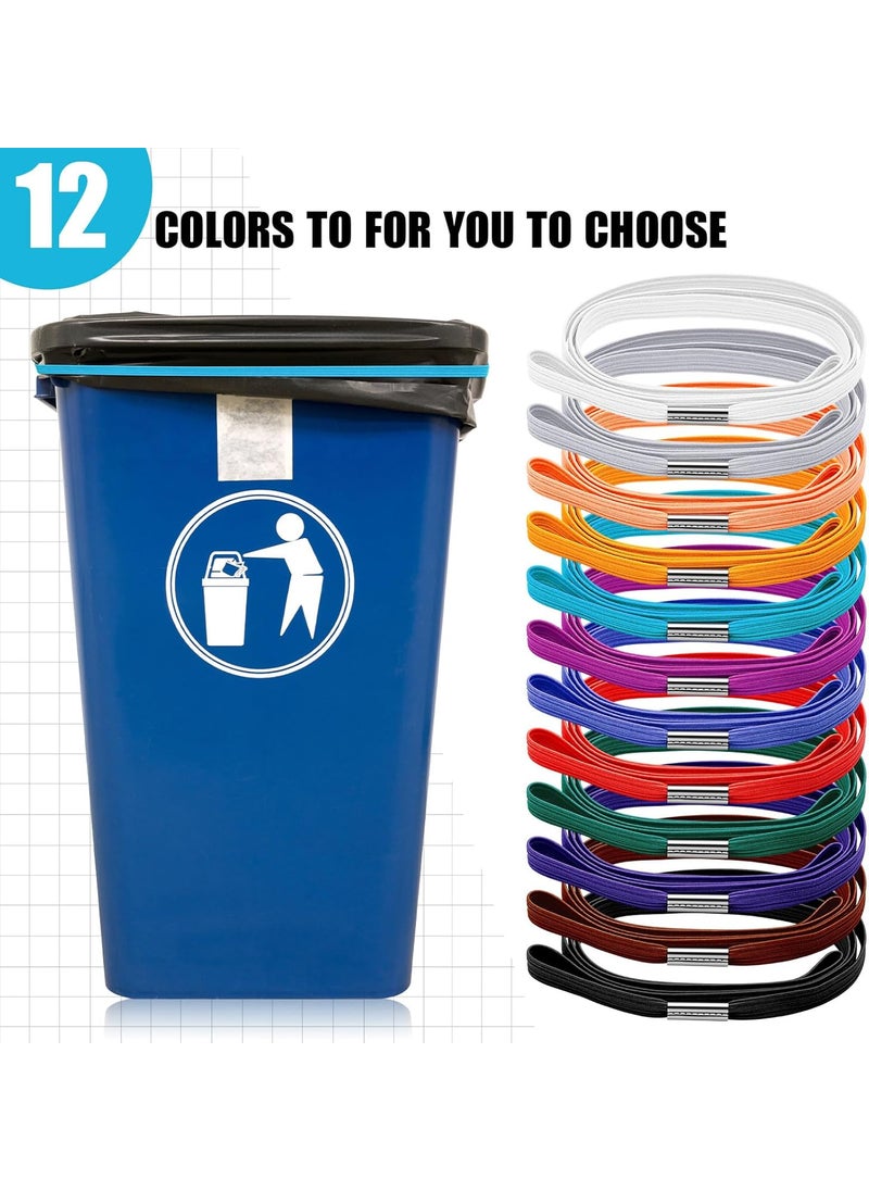 Riakrum Riakrum 12 Pcs 328 ft Trash Can Bands Fits 13 to 30 Gallon Trash Cans Colorful Garbage Can Bands Garbage Bag for Home Office Litter Box Indoor and Outdoor 12 Colors  - Image 5