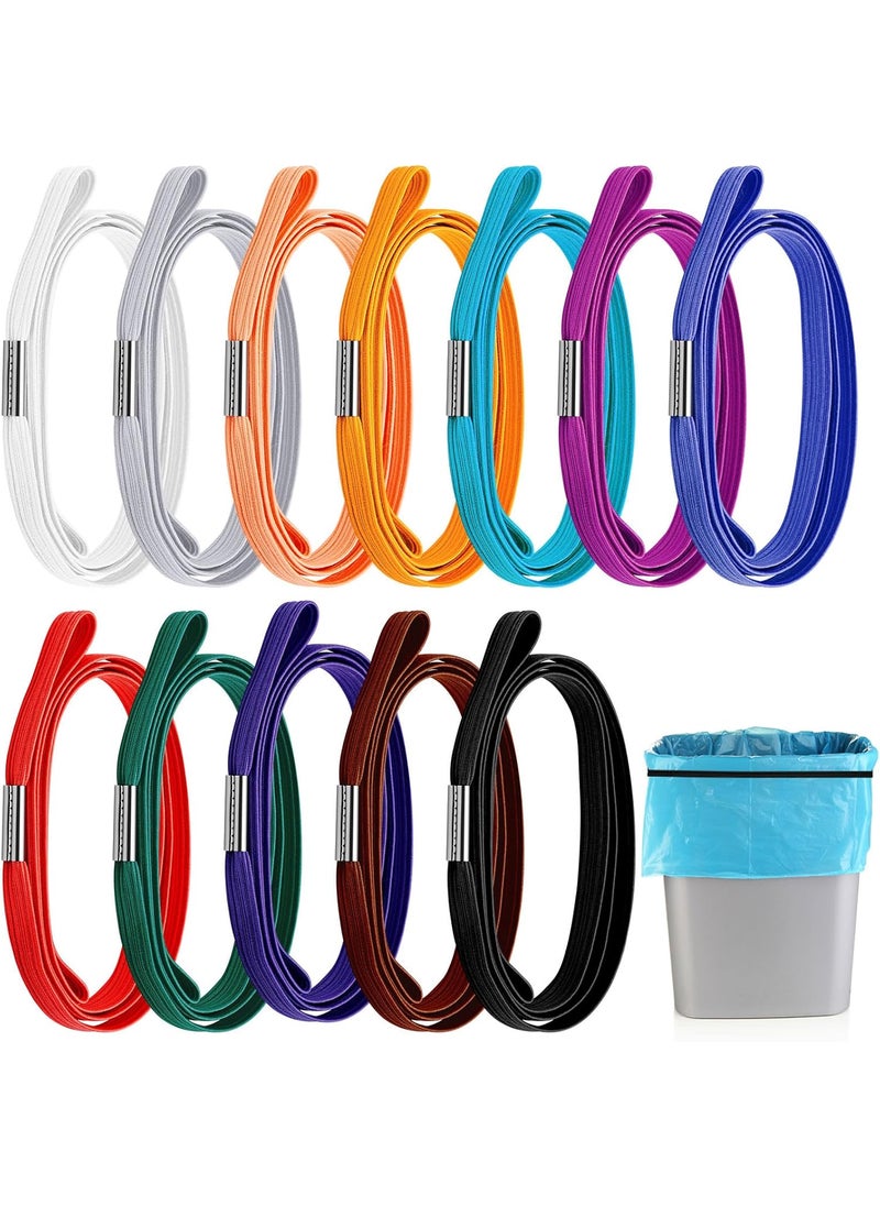 Riakrum Riakrum 12 Pcs 328 ft Trash Can Bands Fits 13 to 30 Gallon Trash Cans Colorful Garbage Can Bands Garbage Bag for Home Office Litter Box Indoor and Outdoor 12 Colors  - Image 1