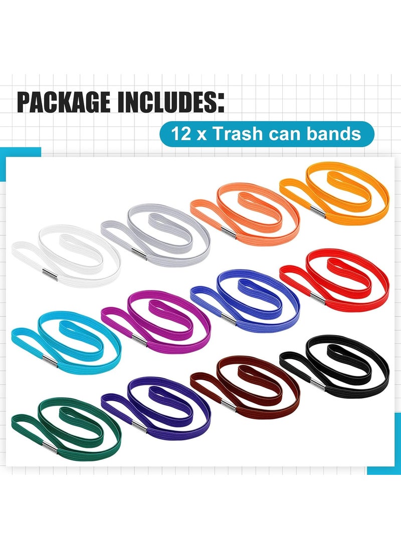 Riakrum Riakrum 12 Pcs 328 ft Trash Can Bands Fits 13 to 30 Gallon Trash Cans Colorful Garbage Can Bands Garbage Bag for Home Office Litter Box Indoor and Outdoor 12 Colors  - Image 3