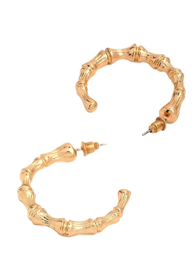 Just Peachy Just Peachy Gold-Plated Contemporary Half Hoop Earrings - Elegant and Modern Design - Lightweight and Comfortable for All-Day Wear - Hypoallergenic and Durable - Perfect for Every Occasion  - Image 1